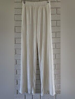 Express Cream Wide-Leg Pleated Palazzo Pants. Size XS